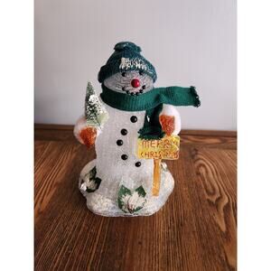 Vintage spaghetti like light up snowman 9"